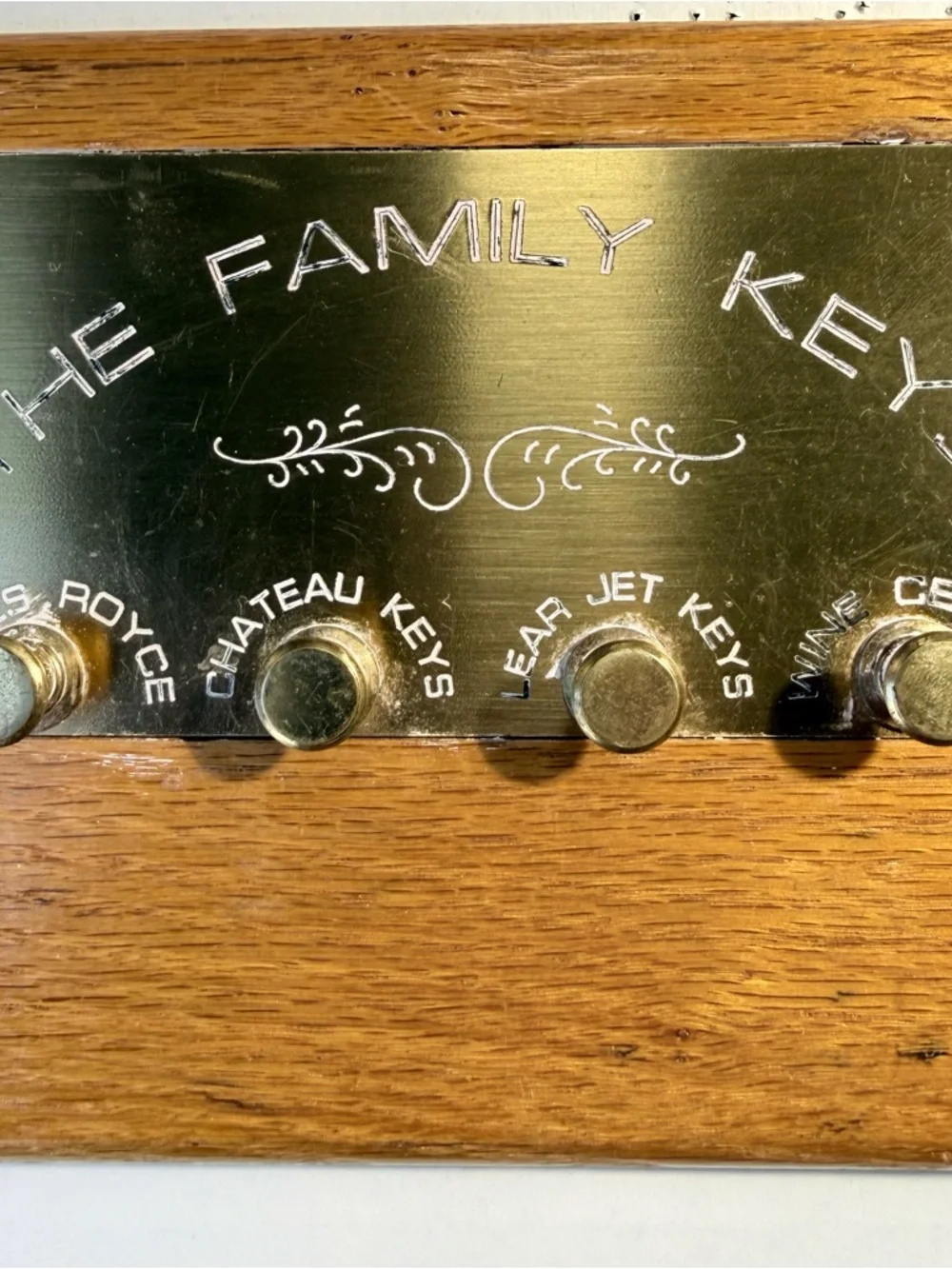 The Family Keys Brass and Oak Wall Key Rack